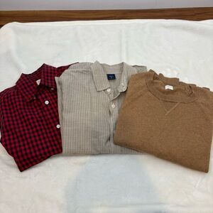 Crewcuts Red Plaid, Striped Button Down Shirts and Brown 8 Boys